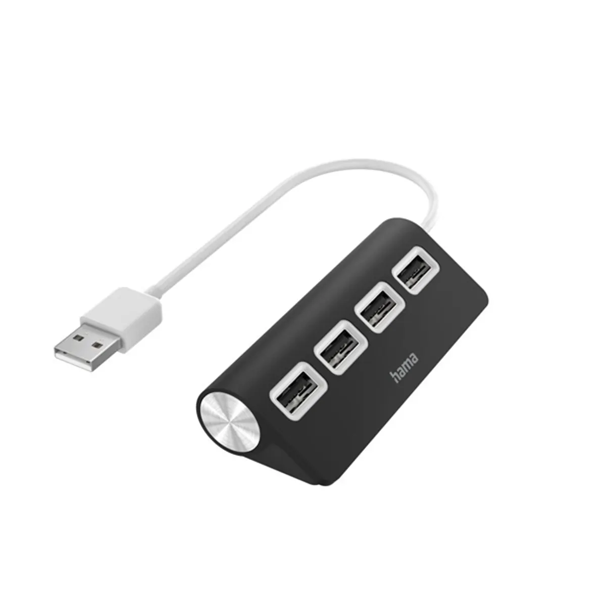 Hama 00200119 USB hub 4x USB-A USB 2.0 táp nélküli integrált kábel fekete #1