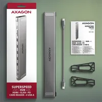 AXAGON HMC-10HLS LONGER 9in1 dokkoló USB-C HDMI LAN SD MicroSD 6 USB 25 cm #9