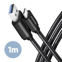 AXAGON BUCM3-AM10AB Adat- és töltőkábel USB-C USB-A 1m fekete