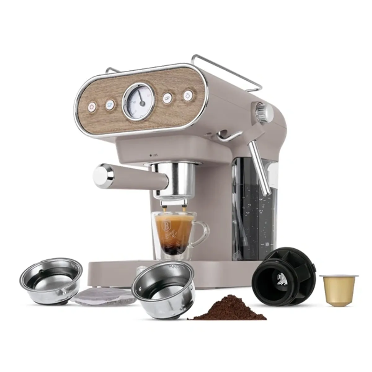 Berlinger Haus BH/9856 3 az 1-ben kávéfőző 20 Bar 950 W 1,2 L rozsdamentes acél kapszula- és őrölt kávé kompatibilis Nespresso tejhabosító #2