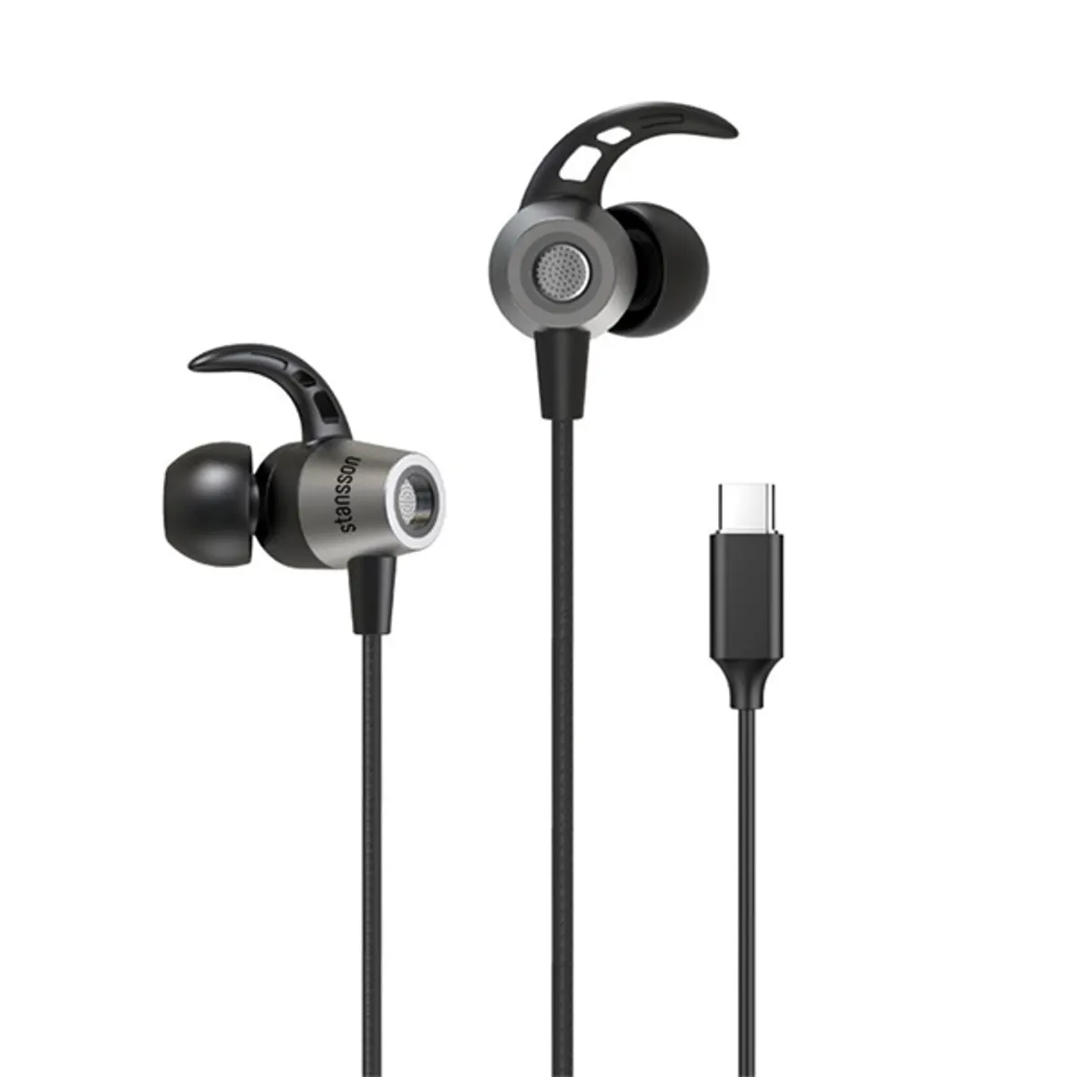 STANSSON HE-105-BL usb-c fülhallgató 2.0 mikrofonos fekete 120 cm kábel 10 mm 16 ohm 105 dB #1