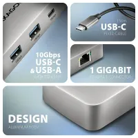 Axagon HMC-CUB83X2 USB-C hub 7in1 10Gbps USB-C USB-A HDMI DisplayPort RJ-45 15 cm kábel #3