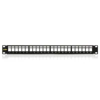 KELine KEP-EMPTY-S Patch panel 1U fekete üres 24 keystone jack, 19"-os kialakítás, hátsó kábel-menedzsment, M6 csavar-készlet, földelő csavar #2