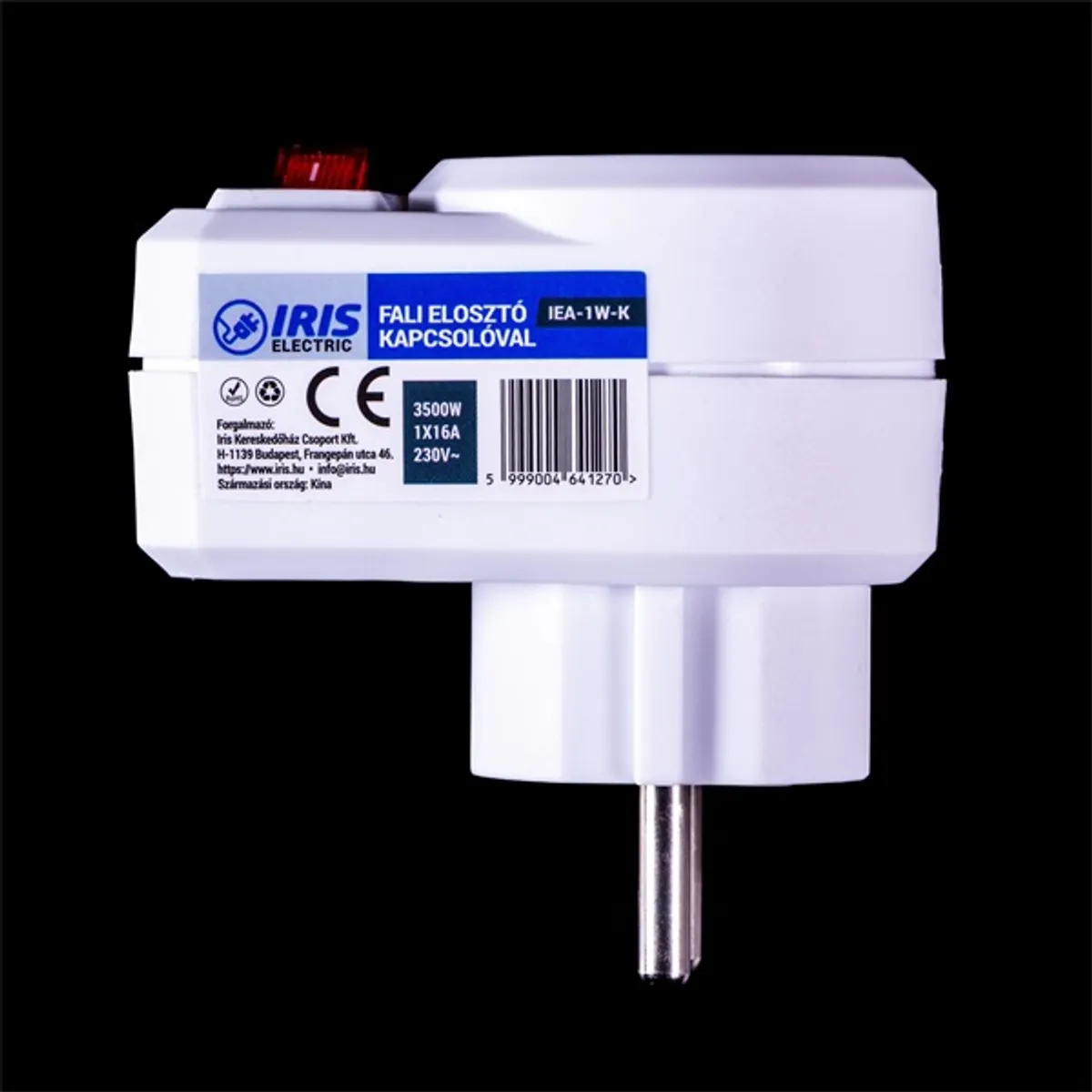 IRIS ELECTRIC IEA-1W-K kapcsolható fali aljzat 1x16A 250V 3500W műanyag fehér gyermekvédelemmel #1