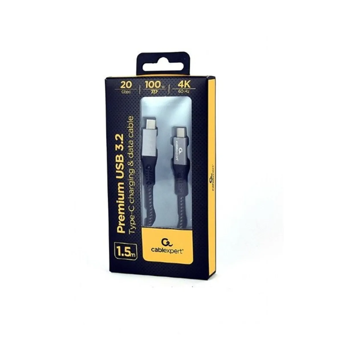 GEMBIRD CCBP-USB3-CMCM100-1.5M USB-C adat- és töltőkábel fekete 1,5 m USB 3.2 Gen 2x2 20 Gbps 100 W #2