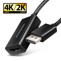 AXAGON RVD-HI20N DisplayPort-HDMI adapter egyirányú 4K60 HDR HDCP2.2 15 cm-es kábel