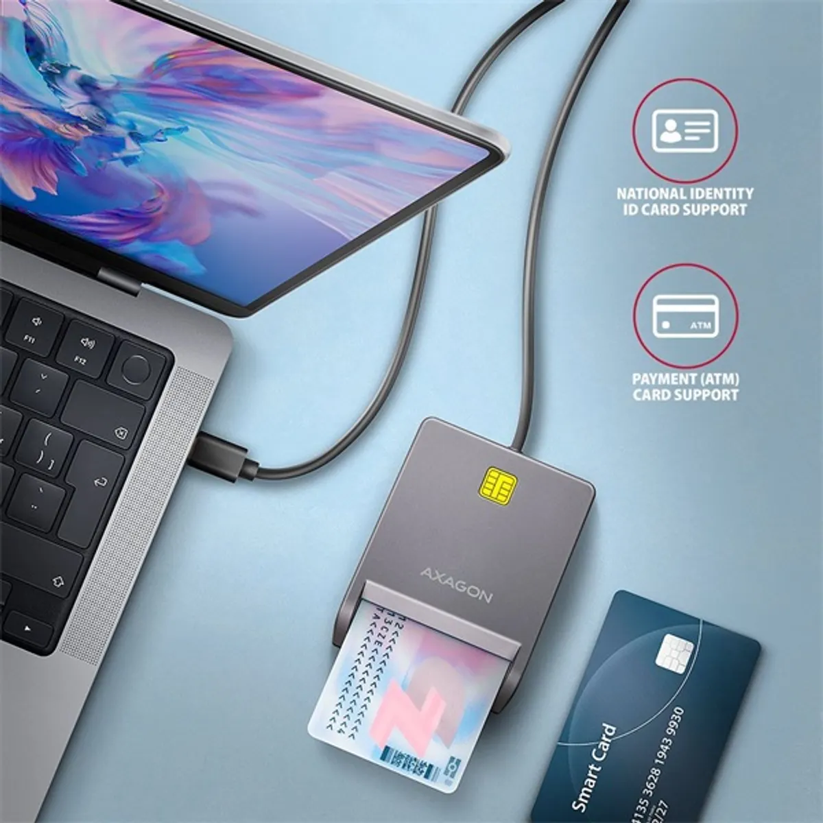 Axagon CRE-SM3TC FlatReader Kártyaolvasó USB-C USB 2.0 #2
