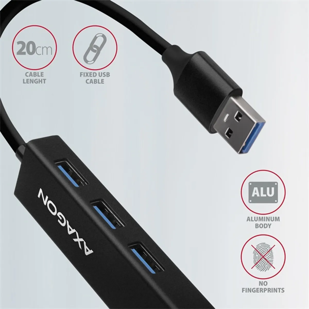 Axagon HMA-GL3A 3-portos USB 3.2 Gen 1 hub és Gigabit LAN #5