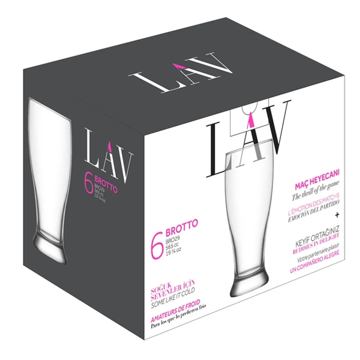 Lav LV-BRO29F sörös pohár készlet 565 ml üveg 6 darab #1