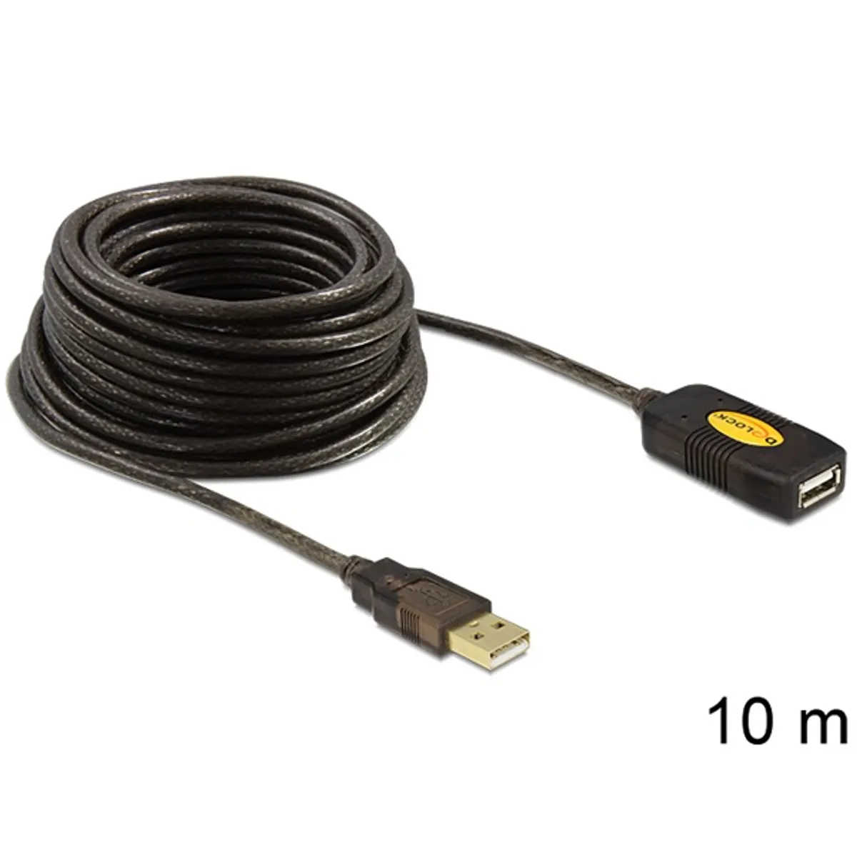 Delock 82446 USB 2.0 aktív hosszabbító kábel 10 m fekete aranyozott csatlakozók #1