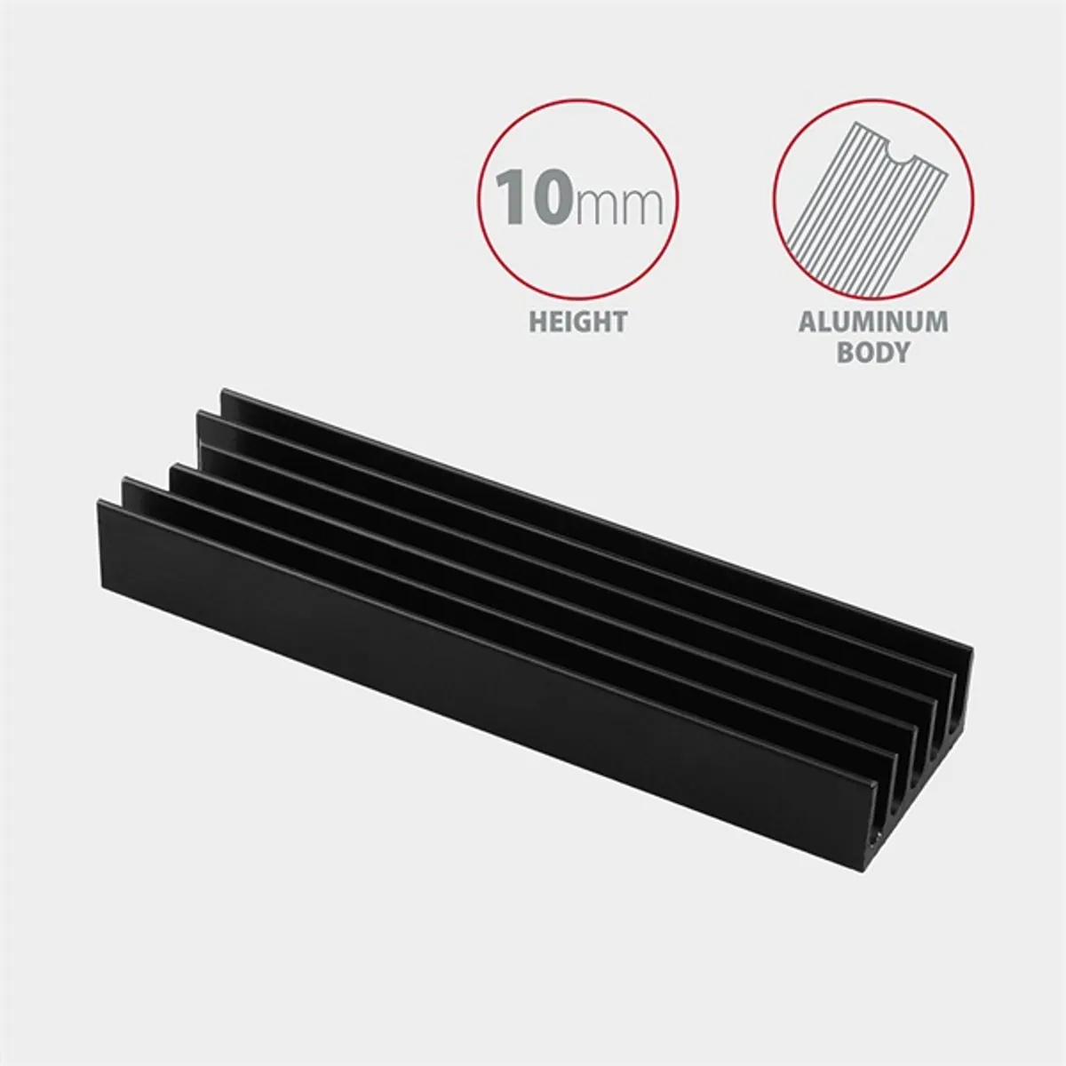 Axagon CLR-M2L10 M.2 hűtőborda alumínium 22x80 mm 10 mm passzív 2 hővezető alátét #3