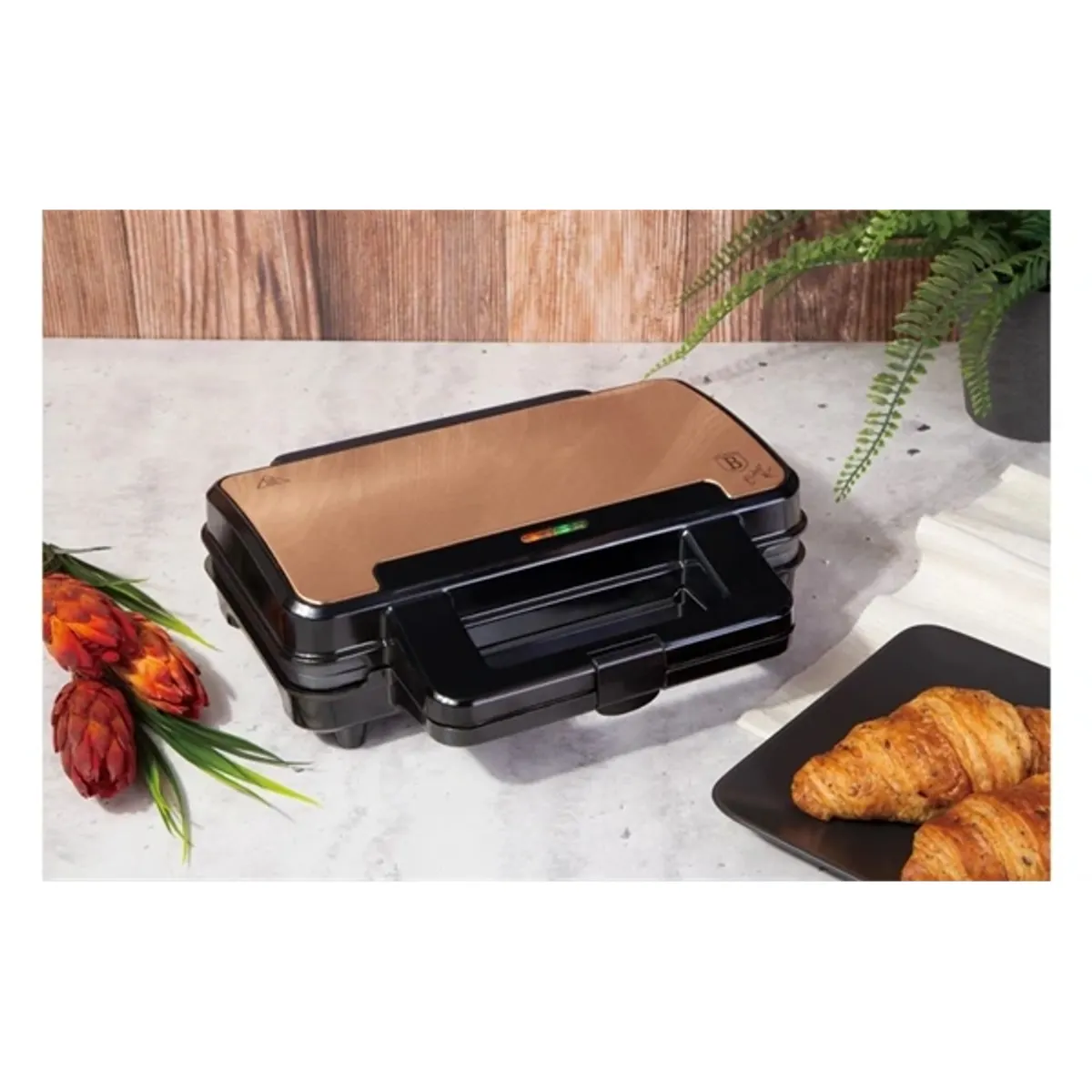 Berlinger Haus BH-9143 Metallic Line Rose Gold Edition 900W 2 db tapadásmentes lemez 28,5x15,2 cm automatikus hőmérséklet-szabályozás zár #2