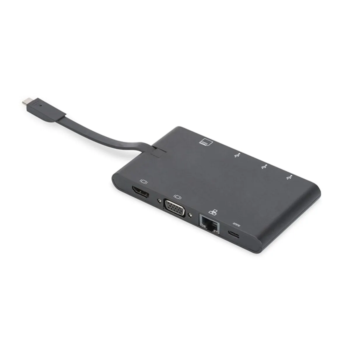 Digitus DA-70865 usb type-c univerzális utazó dokkoló 9-port hdmi 4k vga rj45 microsd sd mmc szürke #1