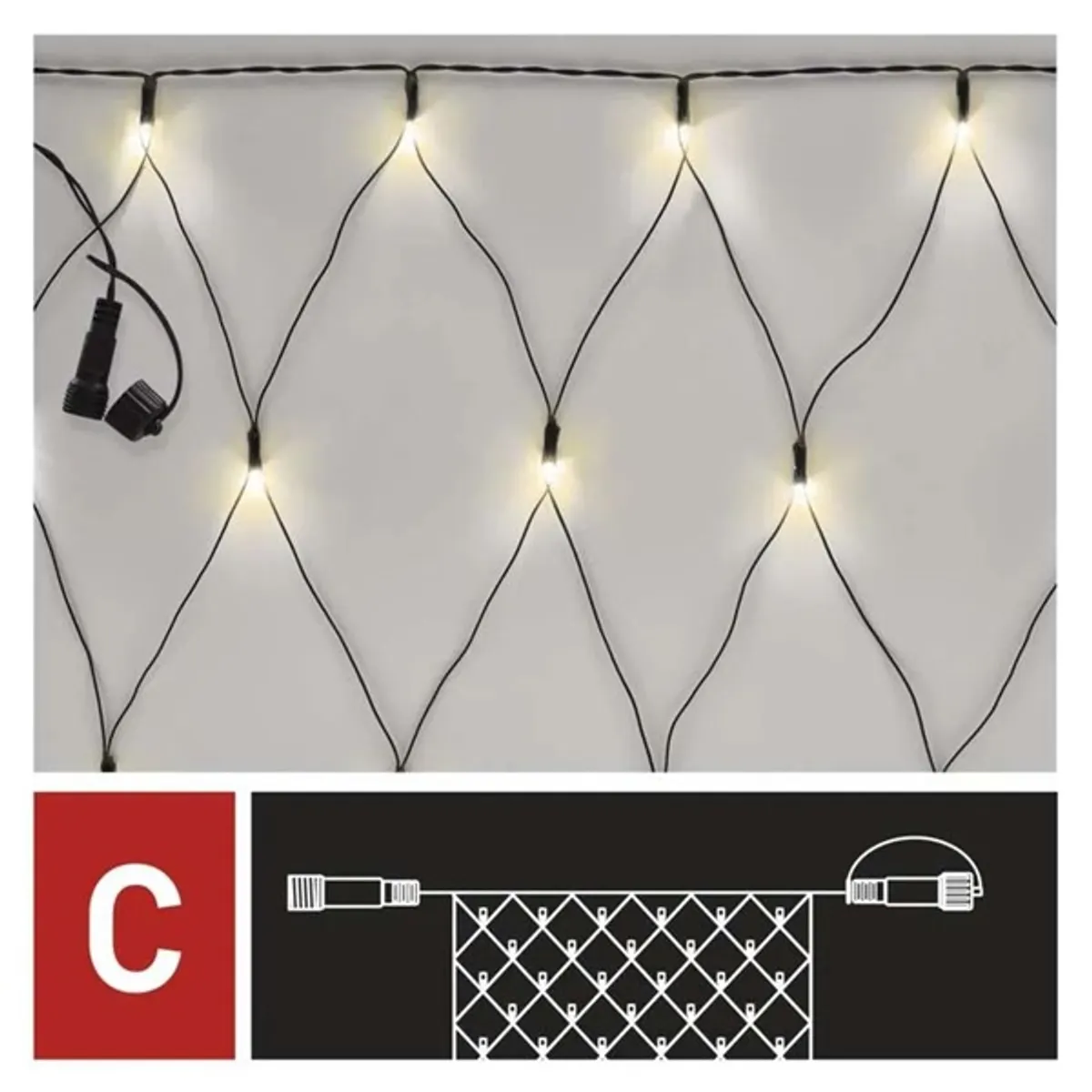 EMOS D1DW01 háló fényfüzér 2x1,5 m kábel 200 cm meleg fehér IP44 LED 160 4 W #4