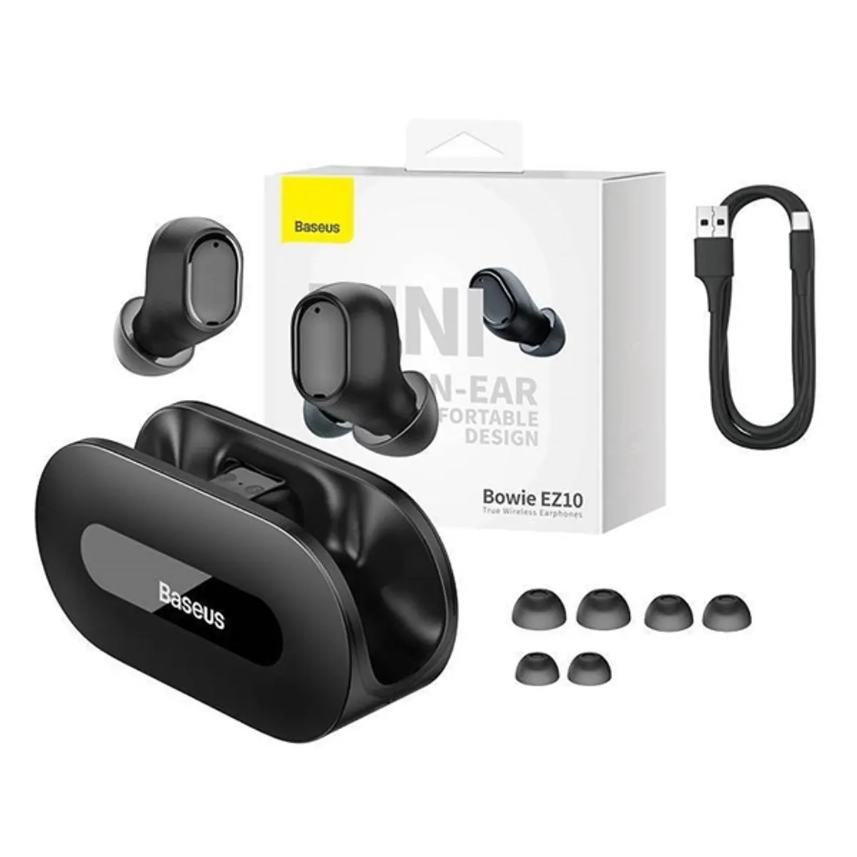 Baseus A00054300116-Z1 Bowie EZ10 true wireless fülhallgató bluetooth IPX6 USB-C fekete #6