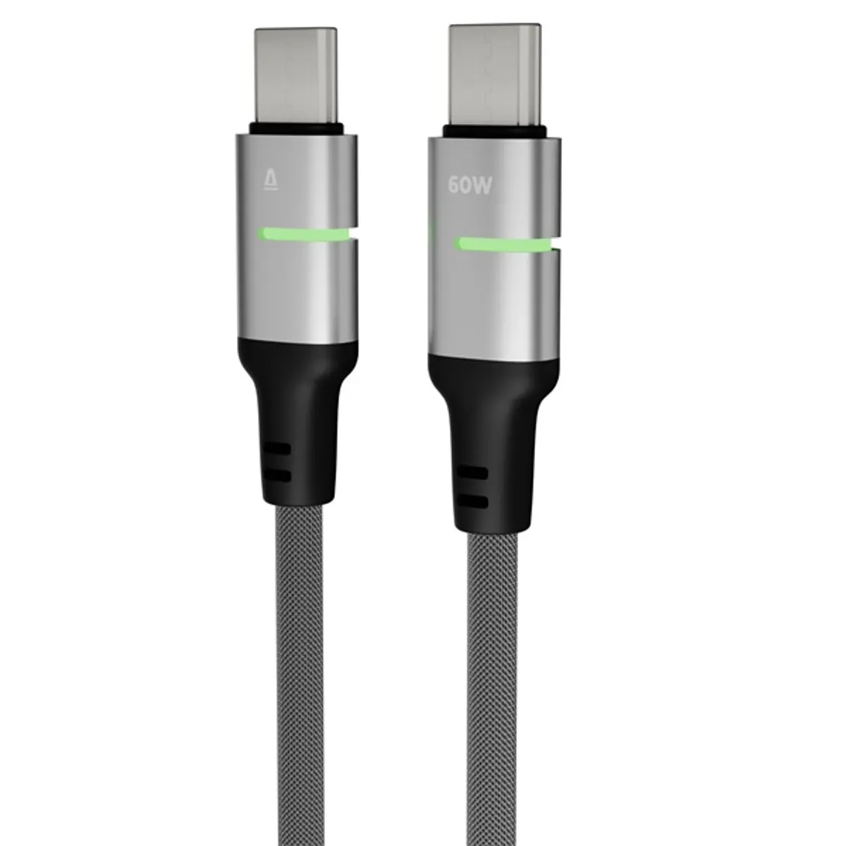 AVAX_CB632 STEELY LED 100 cm USB-C fekete fonott 60W gyorstöltő kábel #2