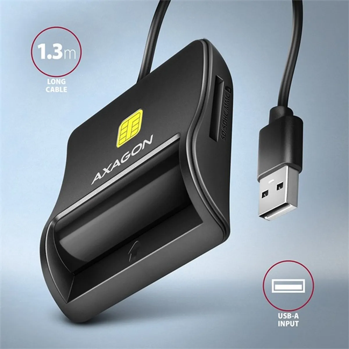 Axagon CRE-SM3SD okos kártyaolvasó microSD, SD, Smart Card, SIM, USB 2.0 #5
