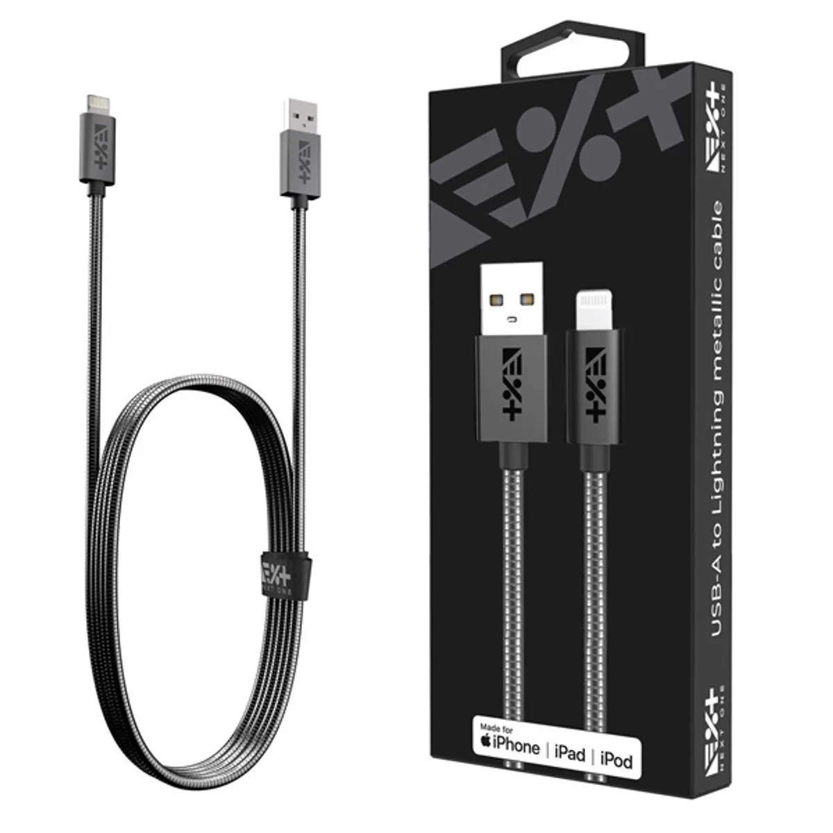 NextOne LGHT-USBA-MET-SG USB-A Lightning metál kábel 100 cm #1