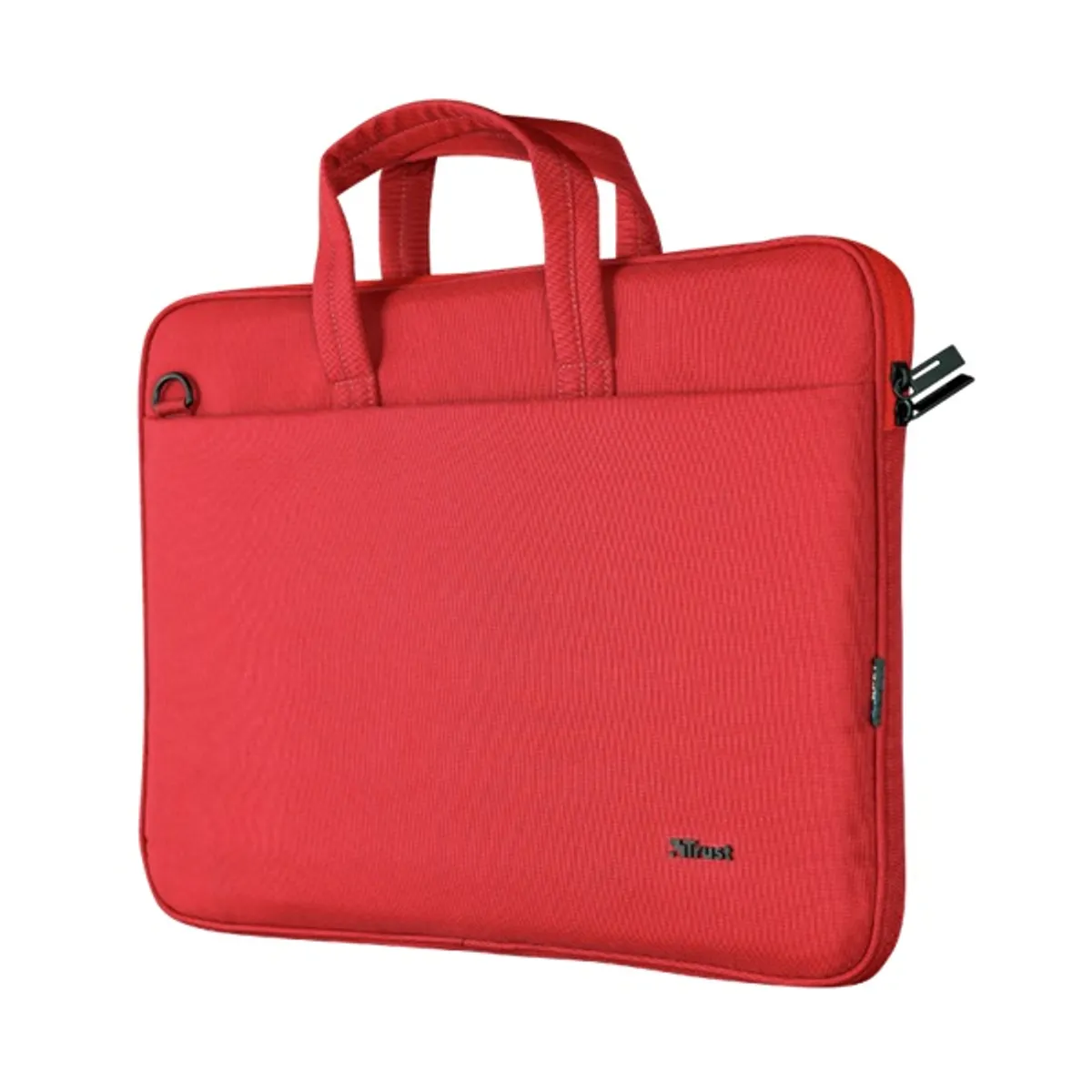TRUST 24449 Bologna Eco Slim 16" laptop táska PET újrahasznosított, piros, 2 rekesz, vállpánt, hordozó fogantyú, elülső zseb #1