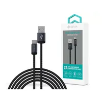 Devia ST108028 Gracious Series v2 USB A to USB C adat- és töltőkábel fekete 200 cm