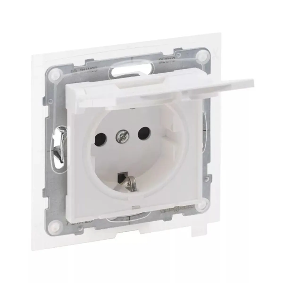 Legrand 721123 Suno 2P-F csatlakozóaljzat fehér ip44 süllyesztett rugós bekötés gyermekvédelem #2