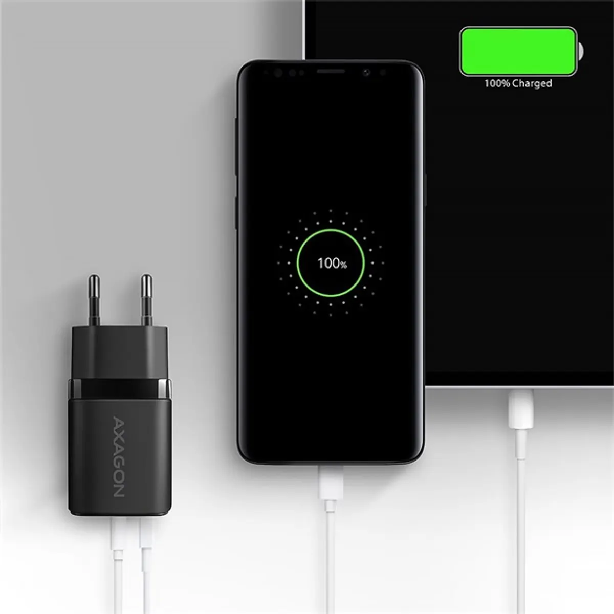 AXAGON ACU-PQ20 PD3.0 QC4 USB-C USB-A töltő 20W fekete #10