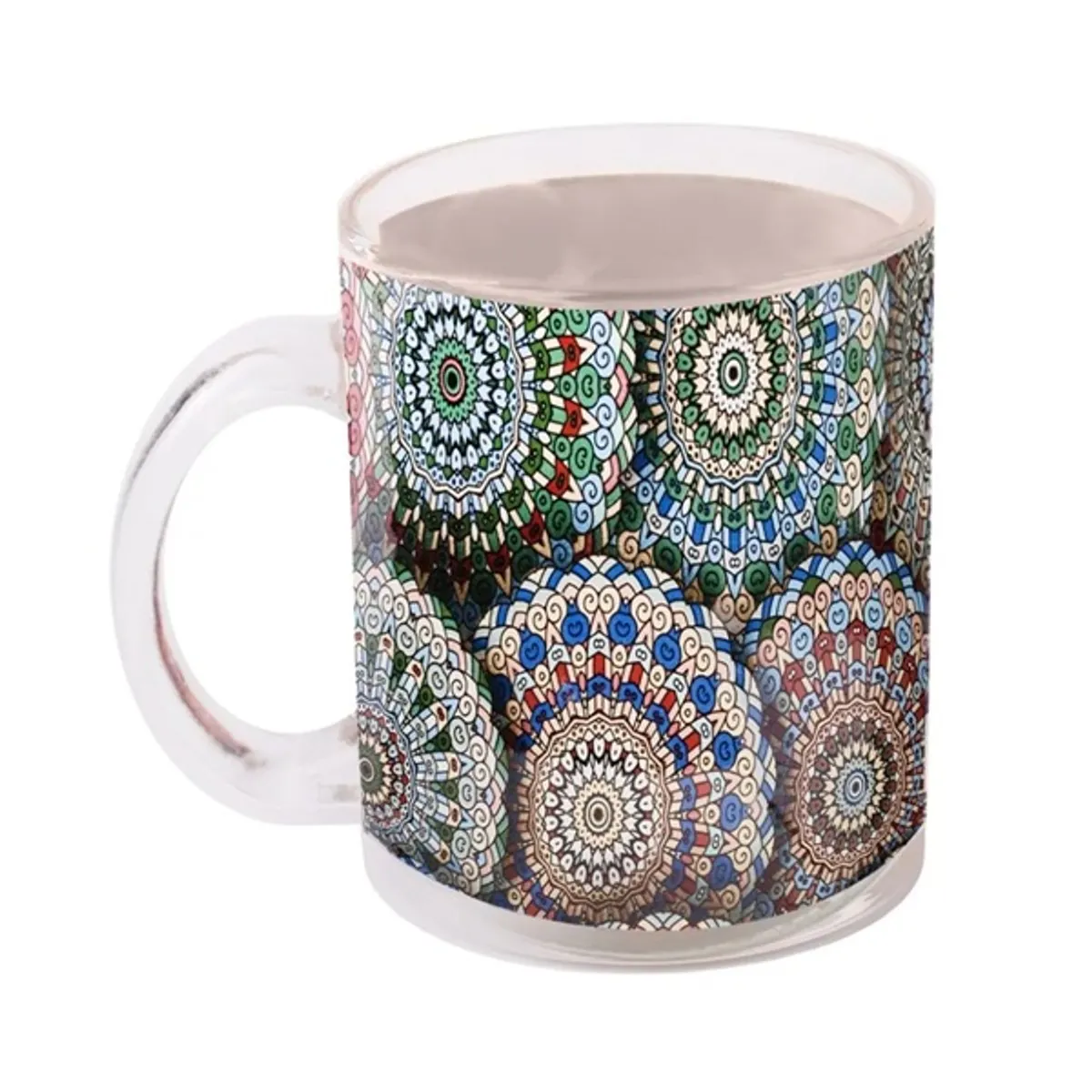 QX IMPEX KFT 102029 bögre átlátszó üveg 97 mm mandala minta #1