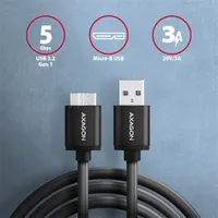 Axagon BUMM3-AM10AB micro USB B és USB A kábel 100 cm fekete #2