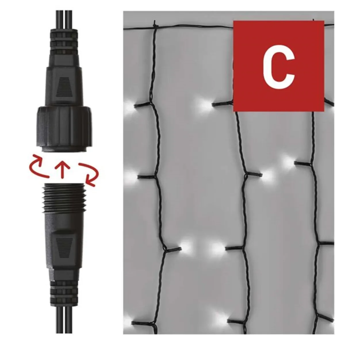 Emos D1EC01 Fényfüzér függöny 1x2m 100led hideg fehér IP44 #2