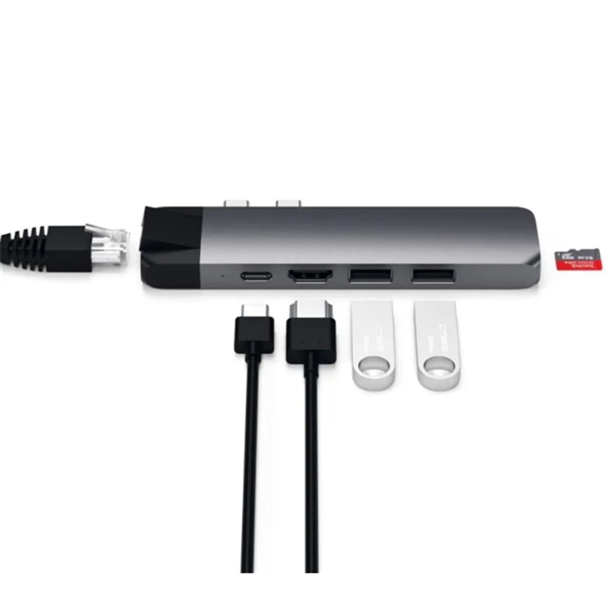 Satechi ST-TCPHEM Alumínium pro type-C hub 4K HDMI RJ45 2x USB-A 1x USB-C microSD SD Szürke #4