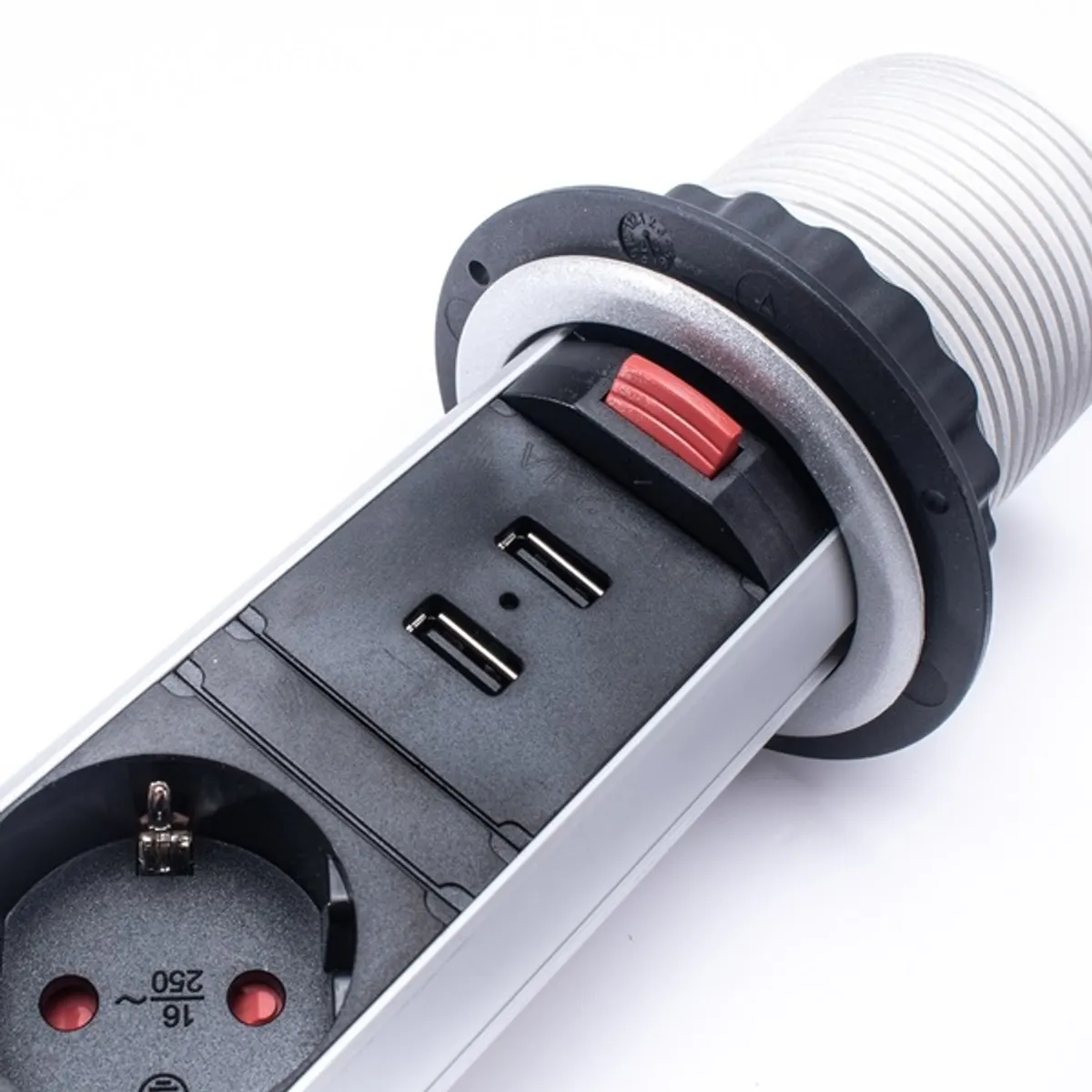 TOO PPS-307-3S ezüst beépíthető elosztó 3x Schuko 2x USB-A 180 cm IP20 #6