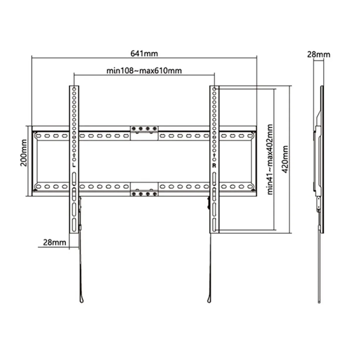 Stell 35057819 SHO 5210 slim fali konzol 75 kg fekete acél 37"-80" VESA 150x100-600x400 billenthető #6