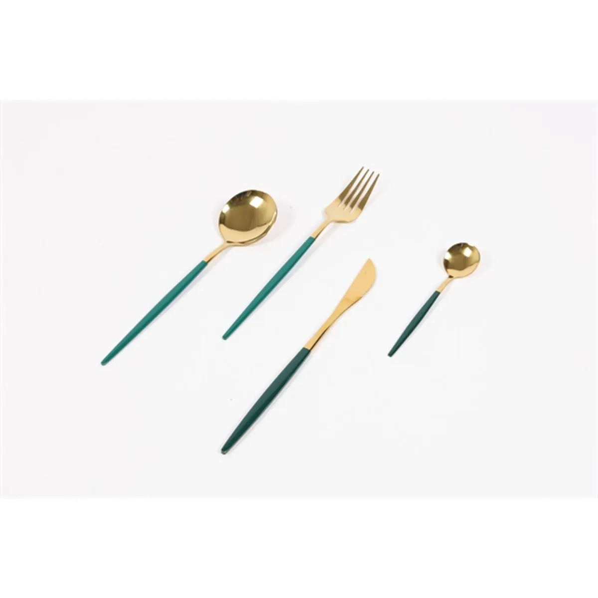 IRIS KT-233-G evőeszköz készlet 24 db 410 rozsdamentes acél zöld arany #1