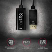 AXAGON RVD-HI14N DisplayPort-HDMI adapter fekete szerelt 15 cm displayport apa hdmi anya #5
