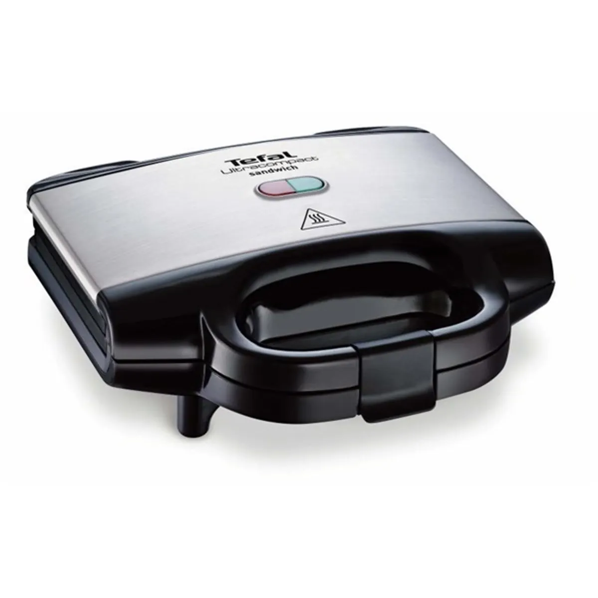 TEFAL 1500637594 2in1 szendvicssütő Ultracompact rozsdamentes acél fekete 700 W 4 db teflon bevonat jelzőfény csúszásmentes lábak #1