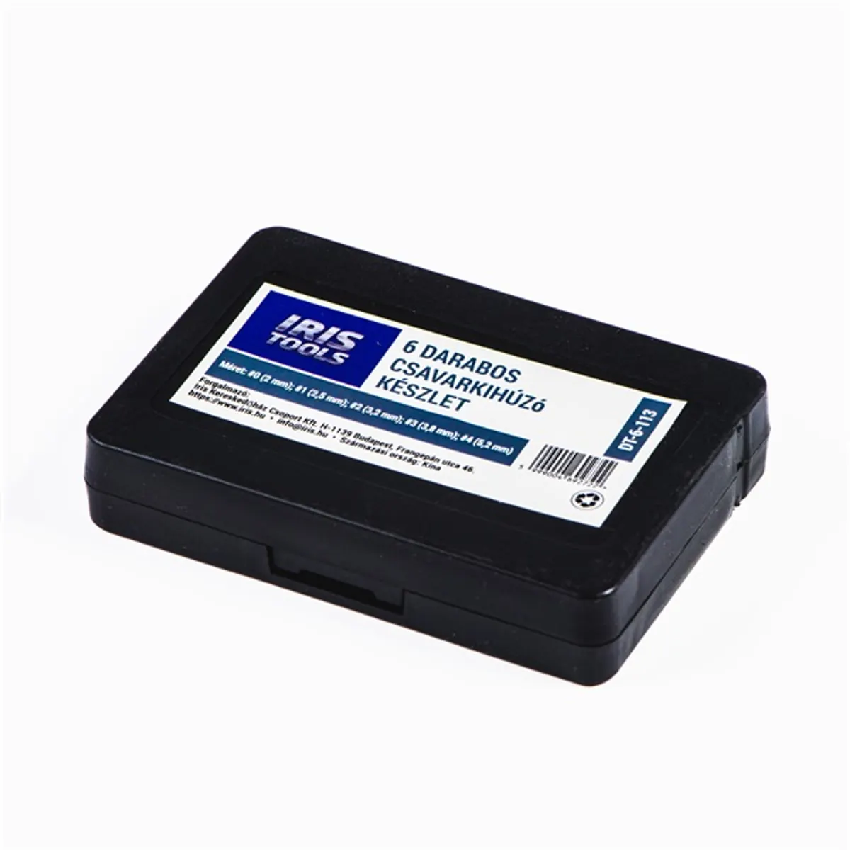 IRIS TOOLS DT-6-113 csavarkihúzó készlet 6 darabos Króm-Vanádium acél #0 2 mm #1 2,5 mm #2 3,2 mm #3 3,8 mm #4 5,2 mm Méretek 8,5 x 6 cm #1