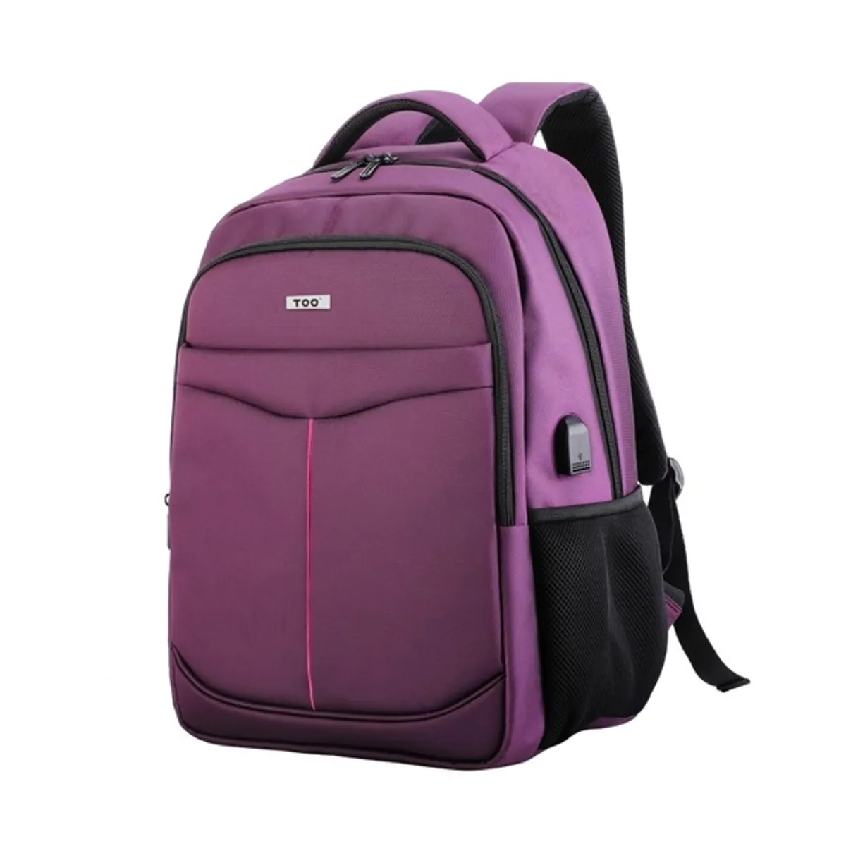 TOO BPSW012P156-USB Notebook hátizsák poliészter lila-fekete USB-portos 335x490x170 mm #1