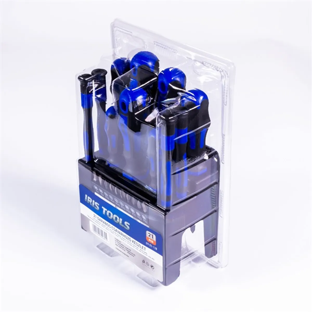 Iris Tools DT-21-128 21 darabos csavarhúzó készlet, slotted és PH, precíziós, bit tartó, 10 db bit #2