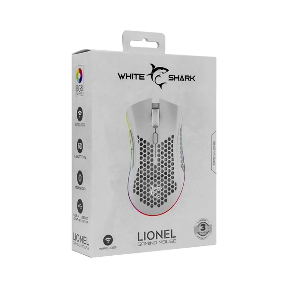 White Shark WS WGM-5012W LIONEL WGM-5012W fehér optikai gamer egér 10000 DPI RGB 6 1 programozható #8