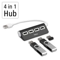 Hama 00200119 USB hub 4x USB-A USB 2.0 táp nélküli integrált kábel fekete #2