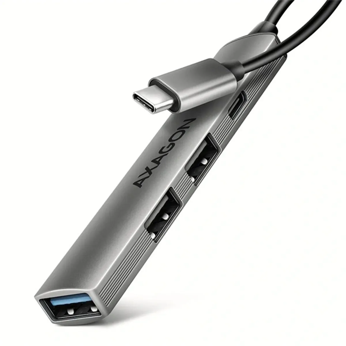 Axagon HUE-STC Alu Strip USB-C hub 4 port szürke táp nélküli #1