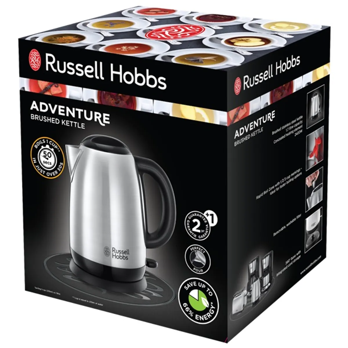 Russell Hobbs 23655016001 Adventure 1,7L rozsdamentes acél 2400W Vízszintjelző 360 fokban elforgatható Vezeték nélküli kancsó #5