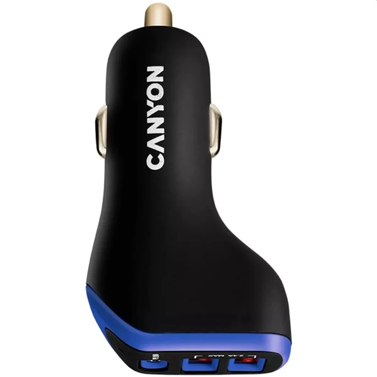 Canyon CNE-CCA08PU autós töltő 3-portos, 2x USB-A, 1x USB-C PD 18W, bemenet 12-24V, fekete-lila #2