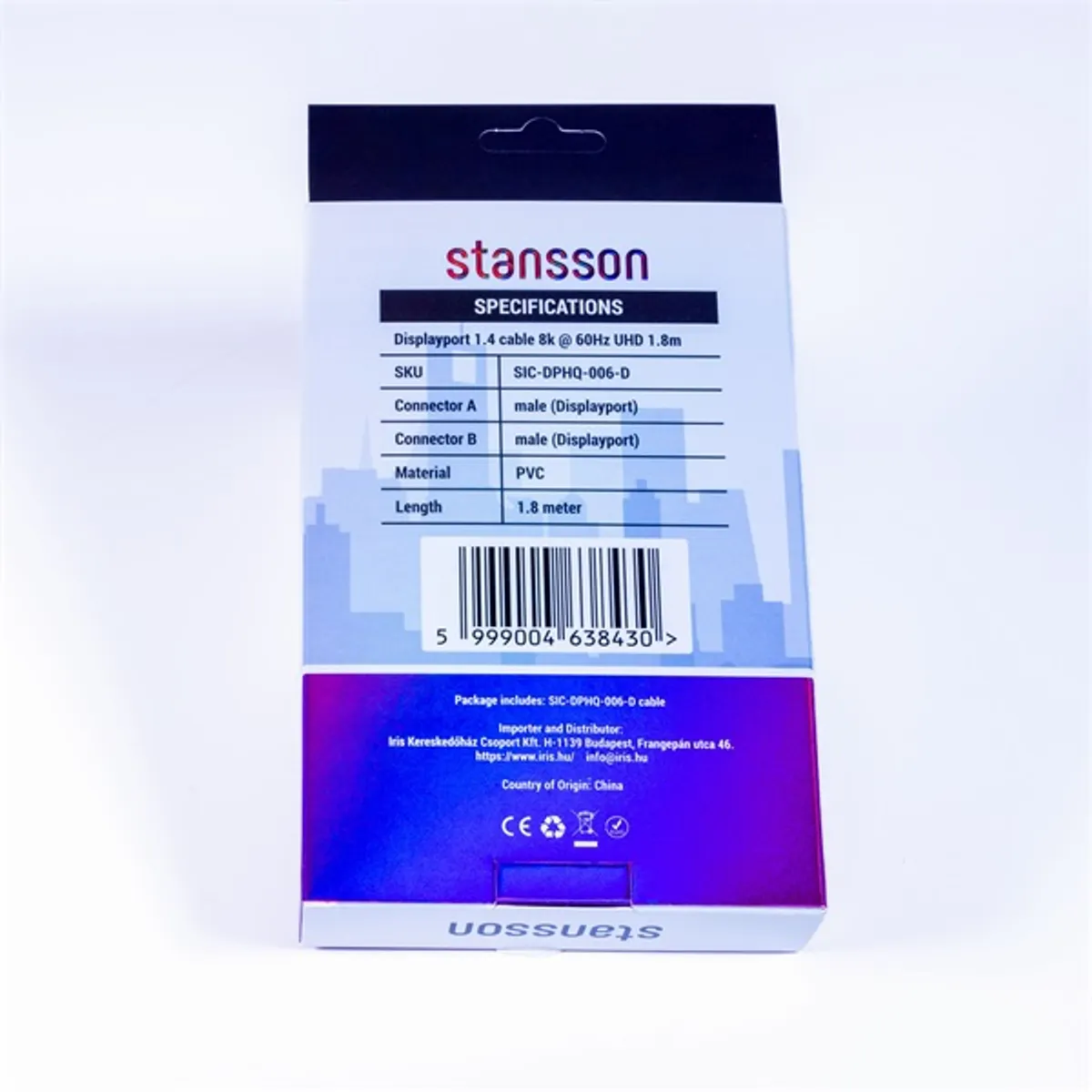 STANSSON SIC-DPHQ-006-D DisplayPort-DisplayPort kábel 1,8 m Fekete v1.4 #4
