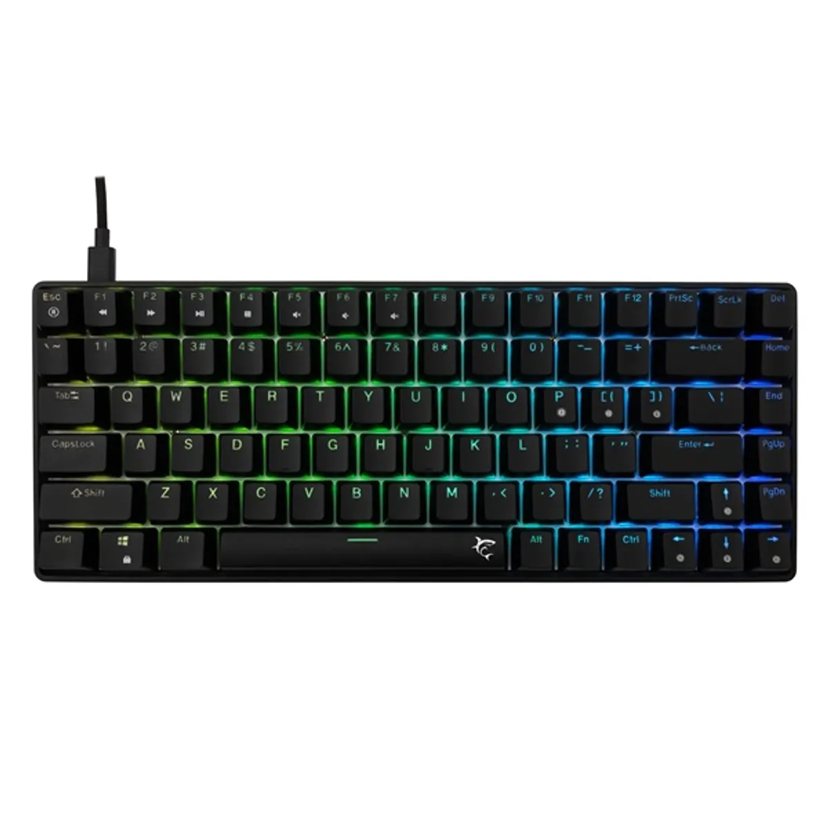 White Shark WS GK-005121-B/BL-US Hamachi fekete 84/85 kulcs Forró swap mechanikus kék kapcsolók, teljes Anti-Ghosting, per-key RGB, USB-C, 1,8 m #1