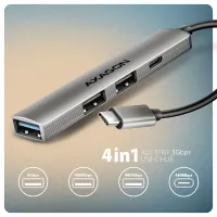 Axagon HUE-STC Alu Strip USB-C hub 4 port szürke táp nélküli #2