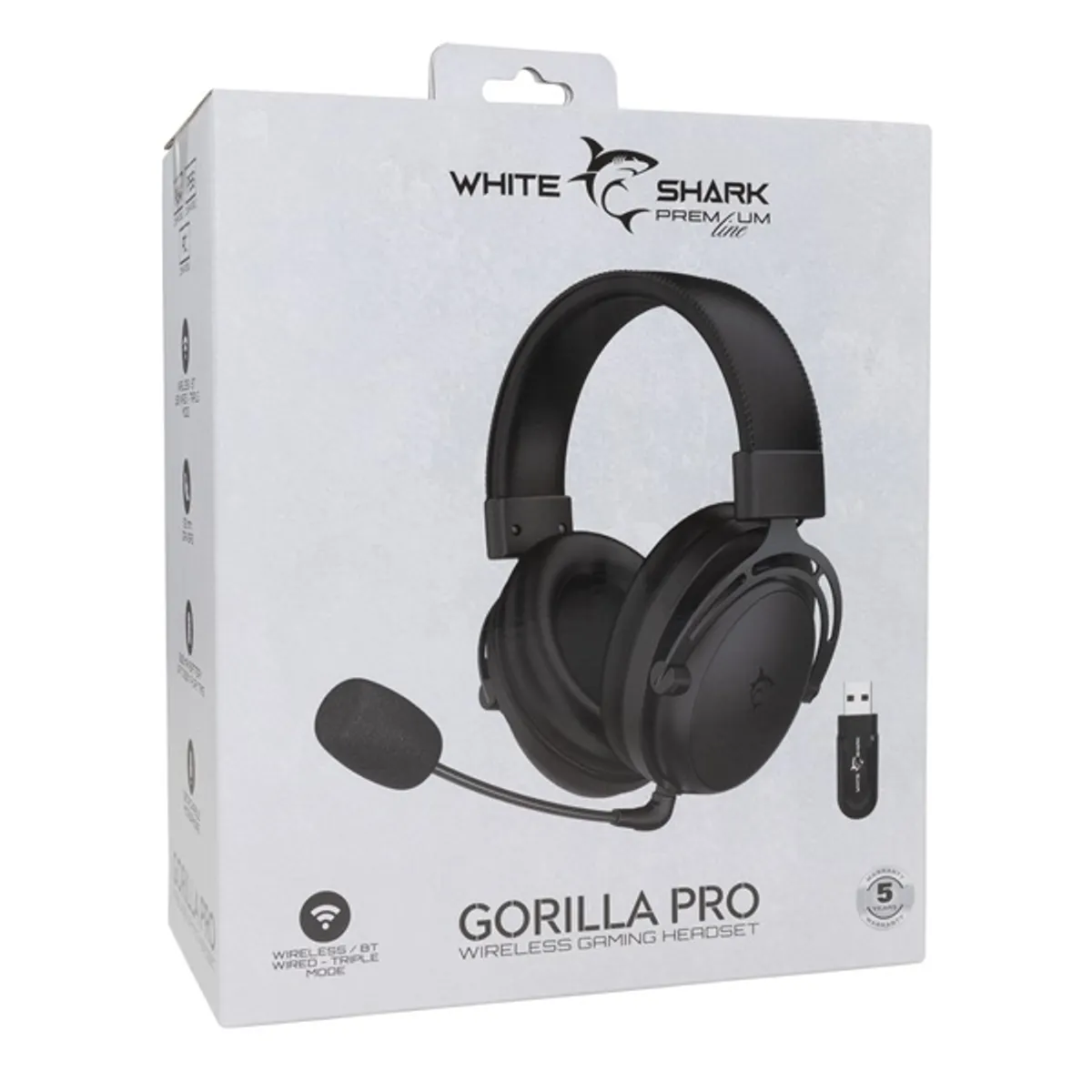 White Shark WS WGH-2443B Gorilla Pro vezeték nélküli gamer fejhallgató fekete Bluetooth #9