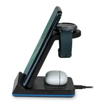 Thomson CL750IS ébresztőóra és töltő 4 az 1-ben töltőállomás 3 zónás indukciós töltés USB-A kimenet dimmelhető kijelző fekete #2