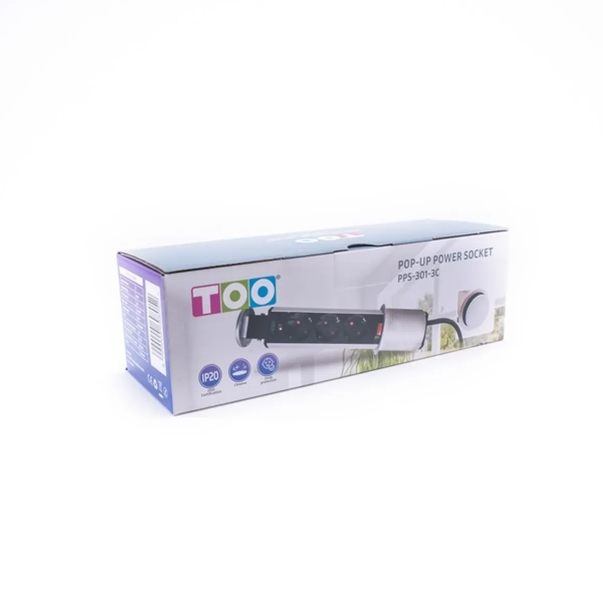 TOO PPS-301-3C rejtett hálózati elosztó 3x SCHUKO króm beépíthető 1,8 m IP20 #6