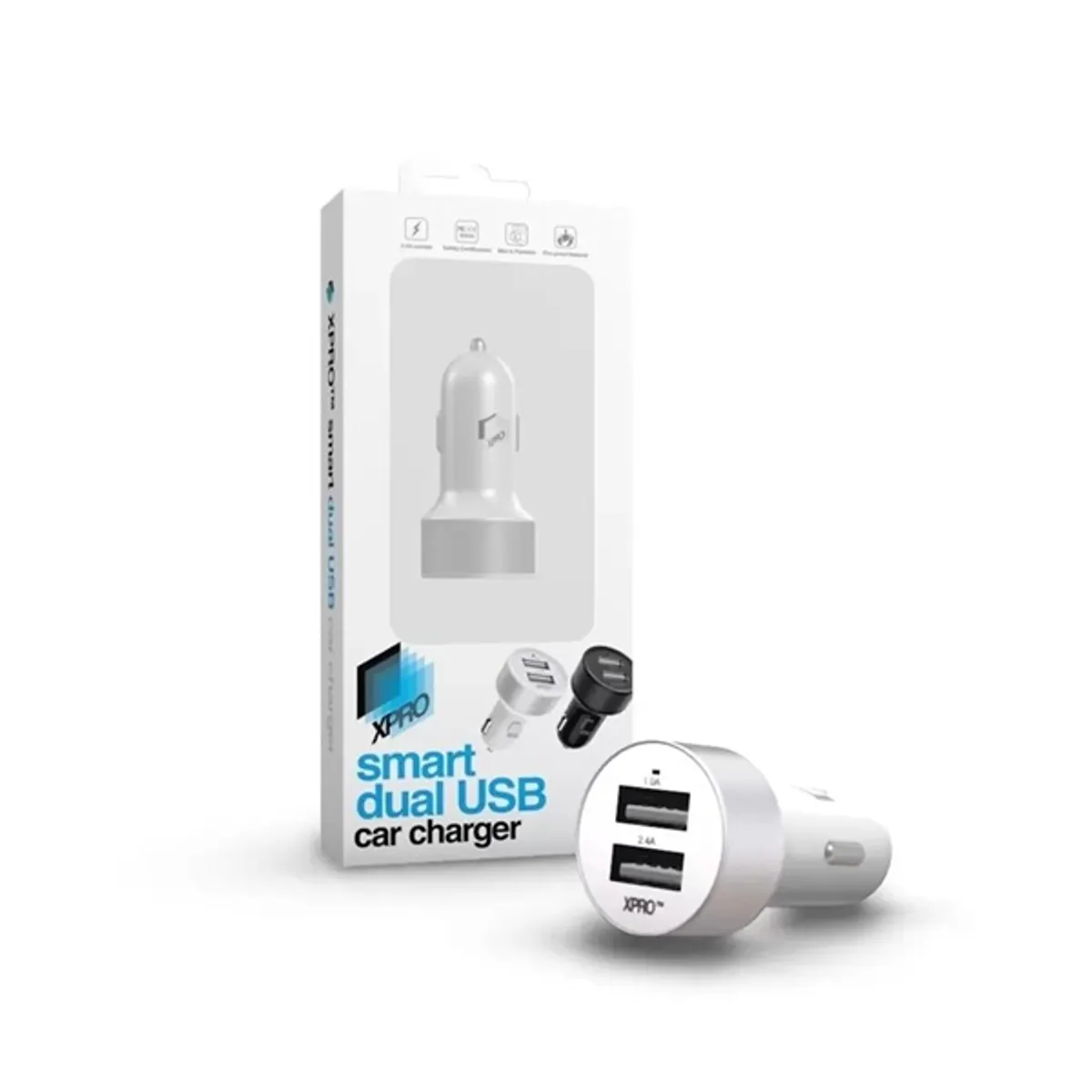 XPRO 115806 Smart Dual USB autós töltő 2x USB-A fehér univerzális kompatibilitás #1